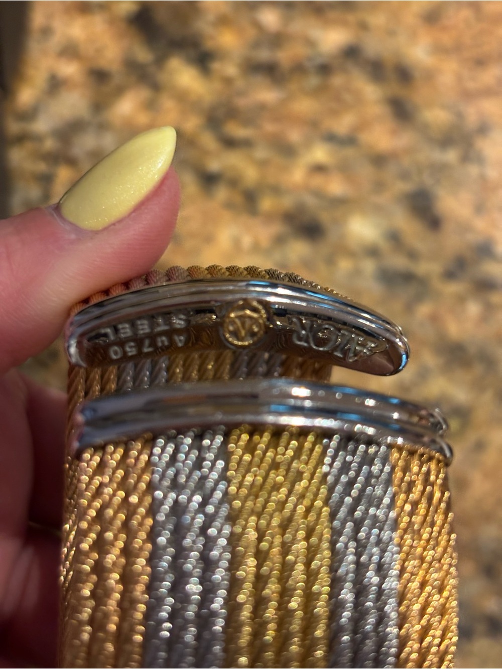 ALOR Multicolor Cable Bangle Bracelet - Gold, Silver, Blue Oversized 16 row - Picture 3 of 8